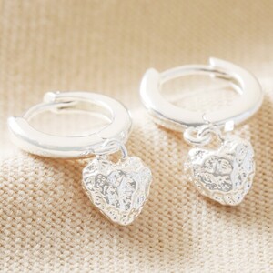 Molten heart huggie earrings in silver